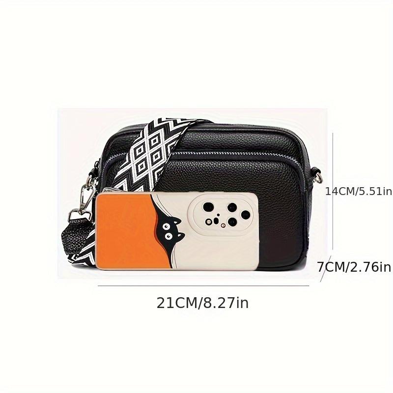 Sac bandoulière élégant pour femme, Sac messager en cuir, Sac à bandoulière polyvalent avec bandoulière réglable à motif géométrique