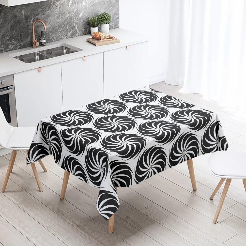 

Водостойкая черно-белая прямоугольная скатерть с красочным геометрическим узором, свадебный декор для ресторана, кухонный стол 40x70cm