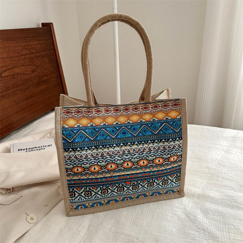 Linen large capacity trendy personality retro popular women's shoulder portable women's tote bag