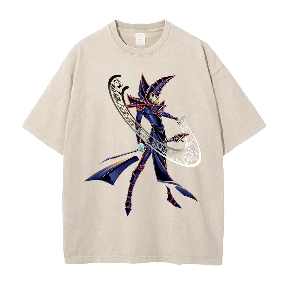 

Anime YuGiOh Tshirt Dark Magician Vintage Washed Oversized T Shirt Mens Clothing Summer High Quality Pure Cotton Tees Tops S