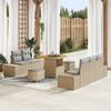 vidaXL 8-Piece Garden Sofa Set with Beige Cushions Poly Rattan Acacia 3362727