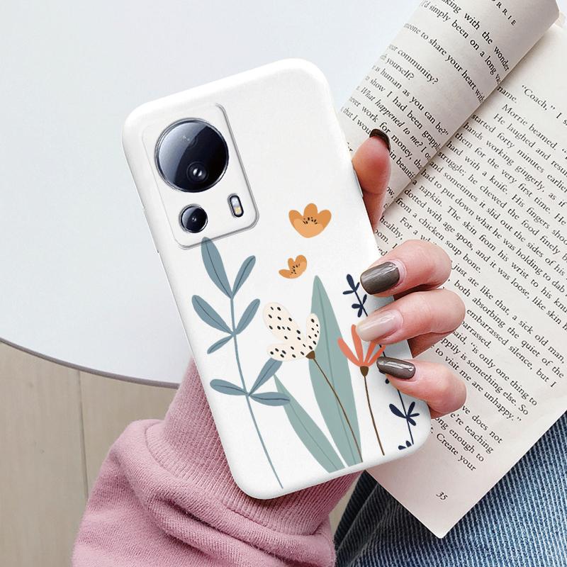 For Xiaomi 13 Lite Phone Case Cute Fashion Heart Flowers Soft Silicone Bumper Cover For Xiaomi13 Lite Fundas Shell Cartoon Gifts
