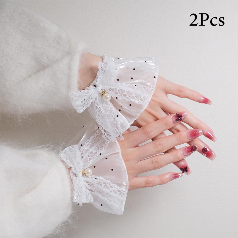 Nail Photo Lace Fake Sleeves Bow Equipment Mesh Wrist Bride Decorative False Cuff Tulle Item Nail Art Accessories Photography