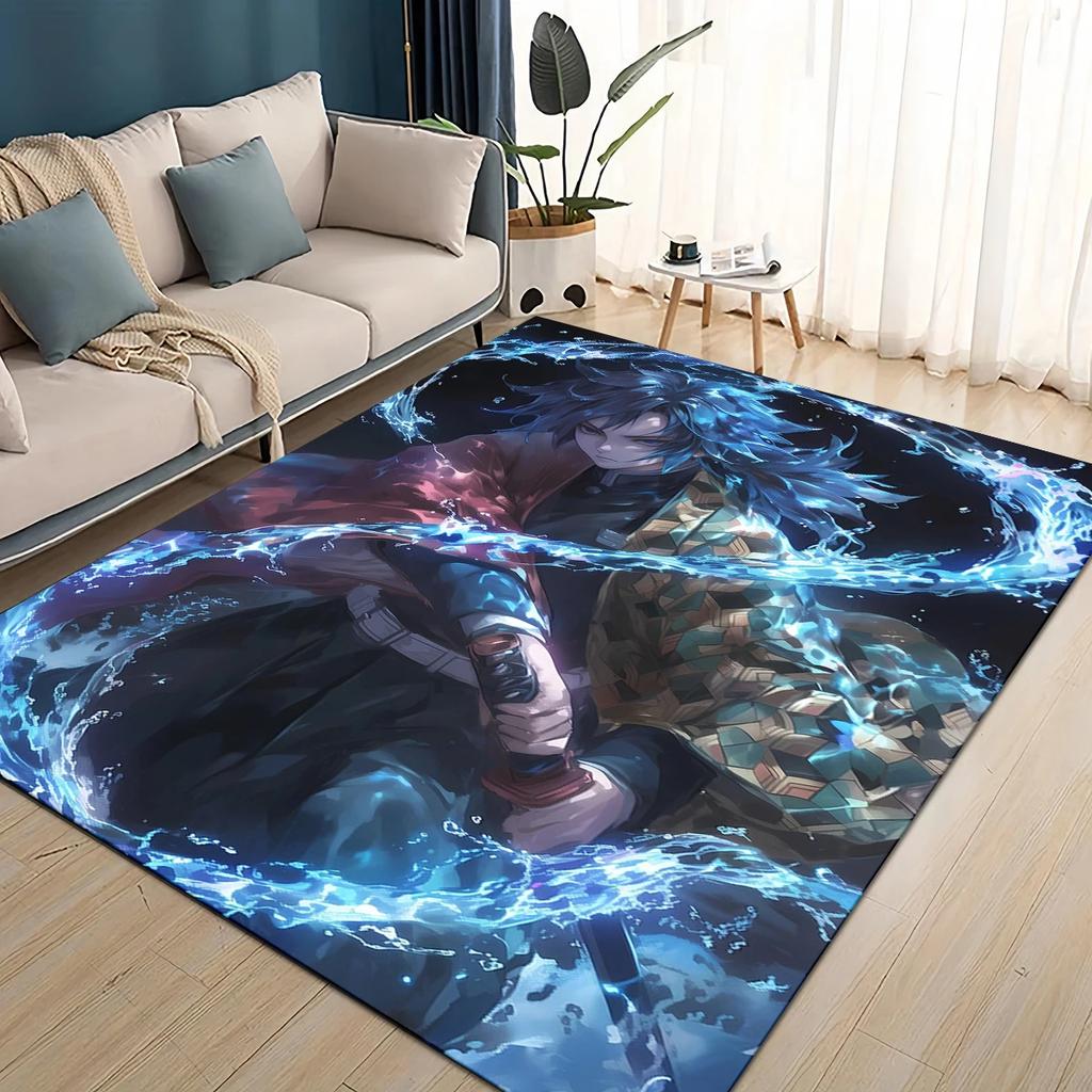 3D Demon S-Slayer Cartoon Kamado Nezuko Anime  Carpet Rug for Living Room Bedroom Home Sofa Decoration,Kid Non-slip Floor Mat