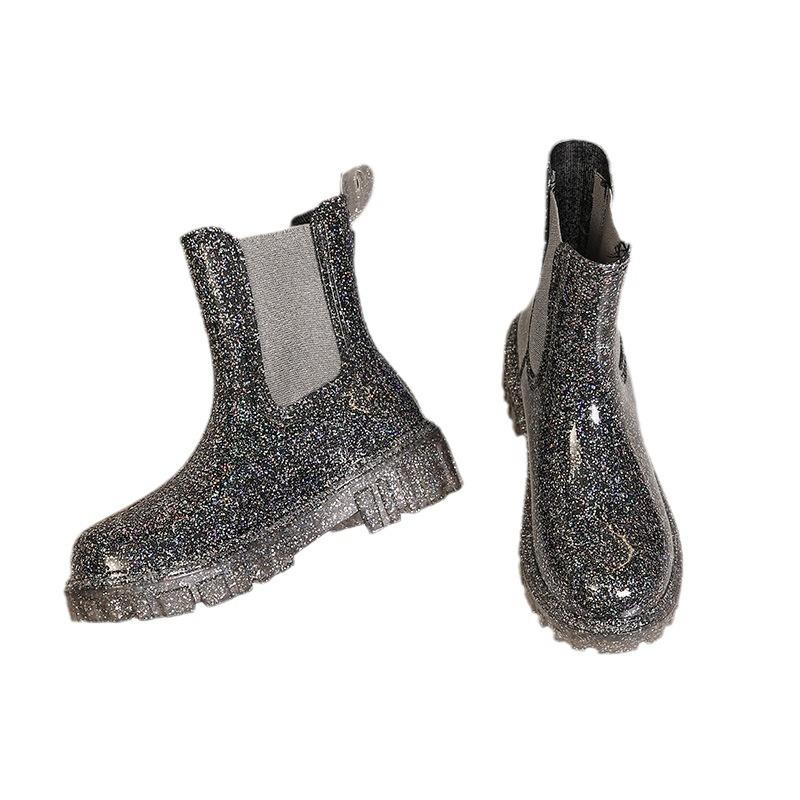 Moda Moda Wszechstronne Damskie Buty Lato Nowe Okrągły Nosek Gruba Podeszwa Outdoor Kalosze Proste Antypoślizgowe Odporne na Zużycie Damskie Buty