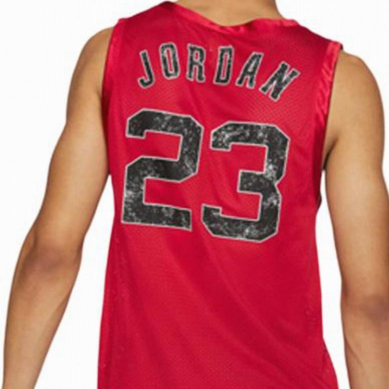Jordan Trendiger Rundhals-Pullover Buchstaben-Zahlen-Print Ärmelloses Basketballtrikot Unisex-Trikot Rot CZ2499-687