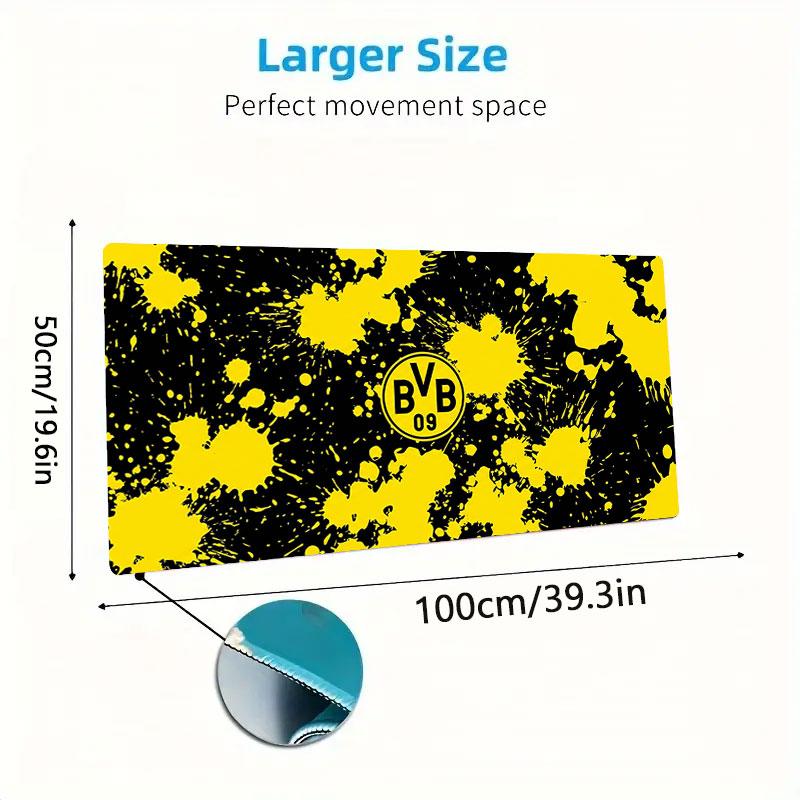Borussia Dortmund Large Gaming Table Cushion Non-slip Laptop Tablet Big Mousepad XXL Mat Mini PC Playmat With Lock edge