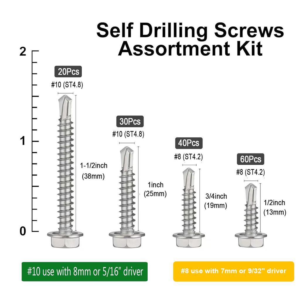 150 stainless steel self tapping dovetail screws, external hexagon head automatic drilling screws.