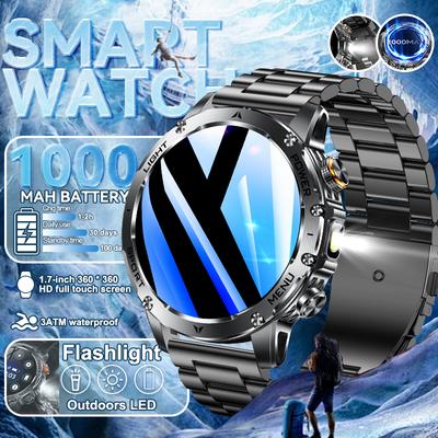 2026 Nuovo Orologio Intelligente da Uomo Adulto con Batteria Super Capacità da 1000mAh Schermo Grande da 1,7 pollici Chiamata Bluetooth Impermeabile IP68 Smartwatch Sportivo