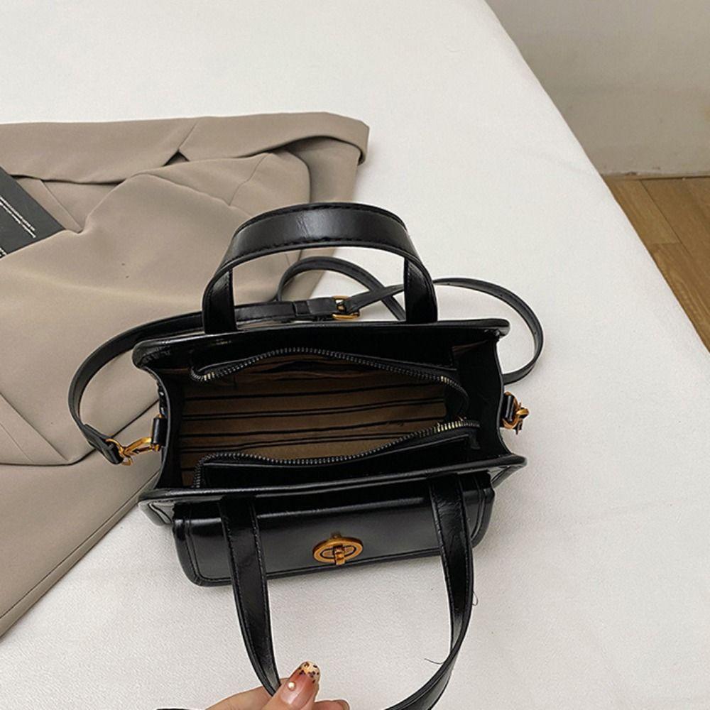 Solid Color Pocket Boston Tote Bag Korean Style Underarm Bag Mini PU Bowling Bag  Girls