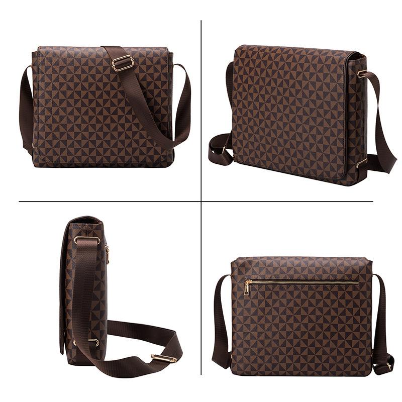 New Fashion Men's Crossbody Bag Horizontal Casual Computer Briefcase Printed Business Bag Flip Shoulder Bag