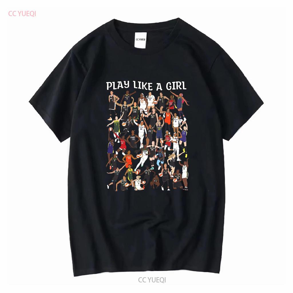 Spiele wie ein Mädchen WNBA Spieler Trikot T-Shirt lang- oder kurzärmlig Vintage gewaschen Weich Bequem Vielseitig homme Stilvoll