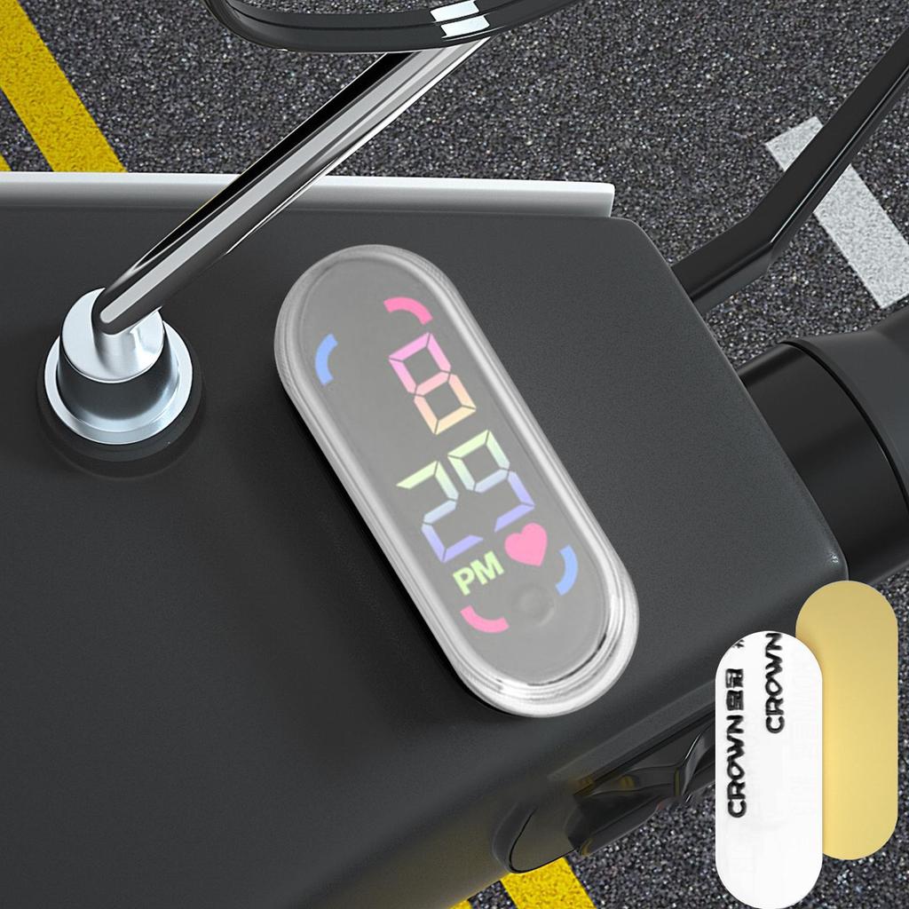 Waterproof Luminous Mini Digital Clock Adhesive for Sedan Truck Minivan Motorcycle Bike Commuting Travel Small Digital Clock