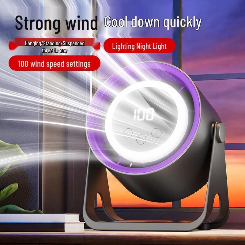 Compact USB Bladeless Desktop Fan with Silent Digital Display for Home, Kitchen, Dorm