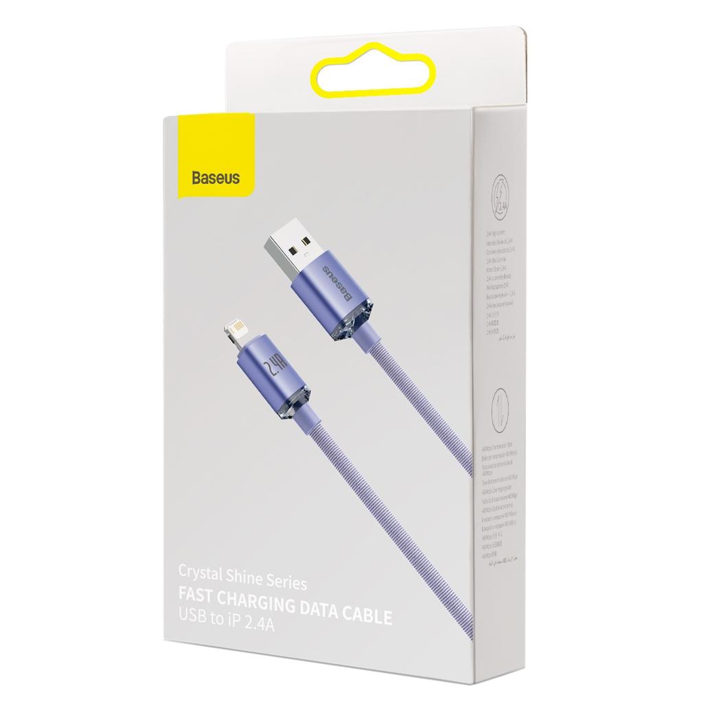 Kabel Usb Do Lightning Baseus Crystal Shine, 2.4A, 1.2M (Fioletowy)