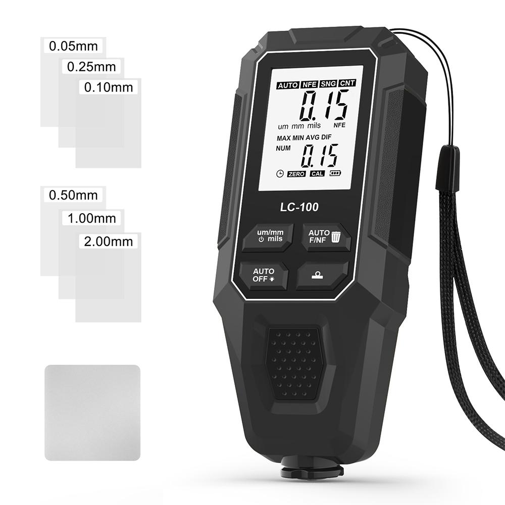 LC-100 Car Paint Thickness Gauge 0-2000UM Fe & NFe Film Digital LCD Coating Automatic Thickness Tester Manual Auto Paint Tools