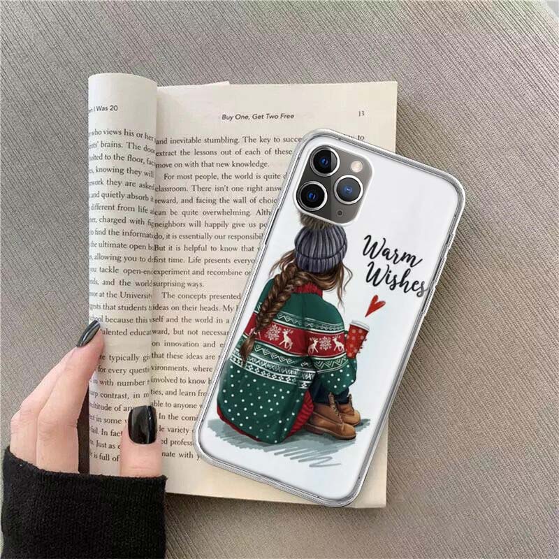 

Luxury Christmas Girl Phone For Apple Iphone 12 13 Mini 15 Pro Max 11 Pro 14 Plus 16 Pro Max 16E Case Shell Cover Clear TPU Pro iPhone 13