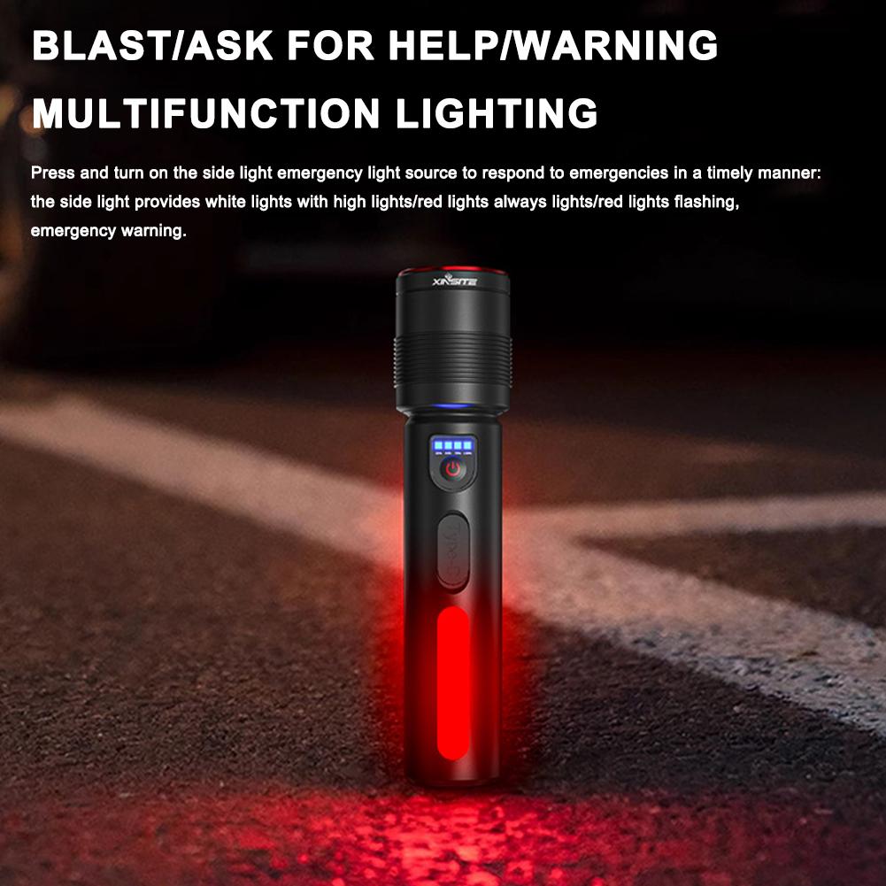 USB Rechargeable LED Flashlight, Super Bright With COB Sidelight, Waterproof, Zoomable,Ideal For Emergencies,outdoors