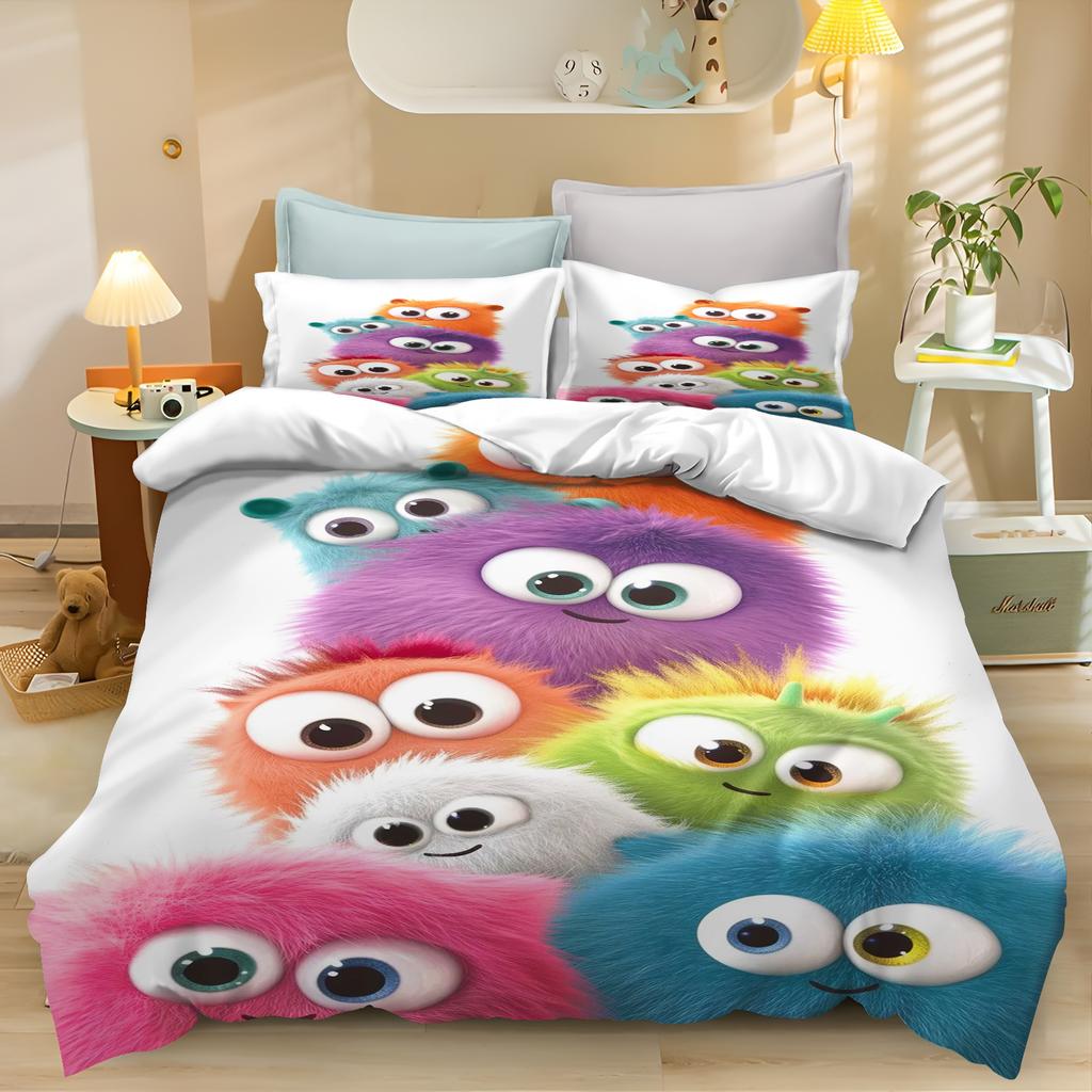 Printed Bedroom Bedding Set Duvet Cover Christmas Gifts Comforte Cartoon With Pillowcase Children's  Suitable and Adults