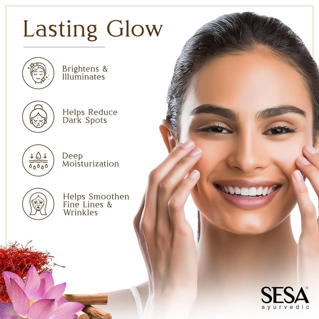 SESA Kumkumadi Gesichtsöl 15ml Für Strahlende, Leuchtende Haut Hydratation Anti-Aging Aufhellendes Serum Für Fahle, Trockene Haut Alle Hauttypen