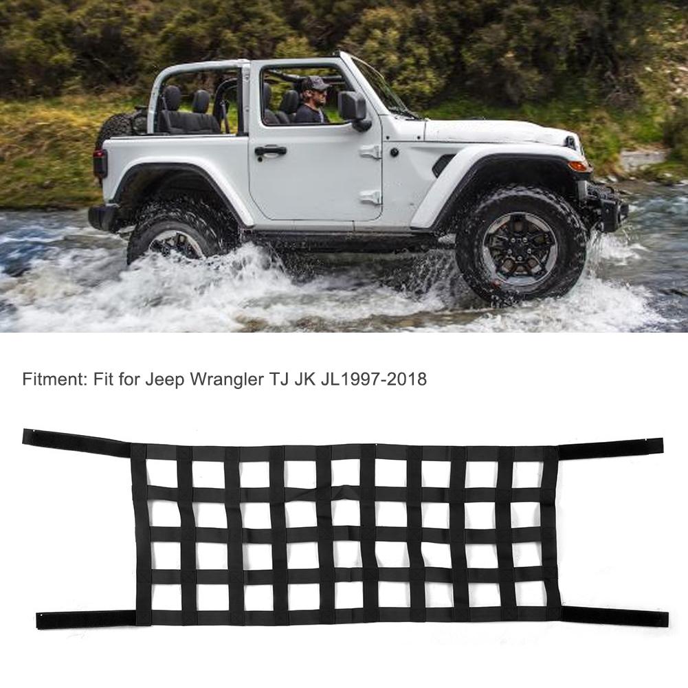 Förvaringsnät för biltak Passar Jeep Wrangler TJ JK JL1997 2018Svart
