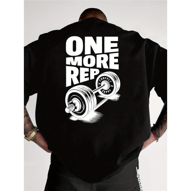 Men's T-Shirt Vintage Funny Gym Workout ONE MORE REP Weightlifting Women Streetwear Cotton Oversized Tees Short Sleeve Loose Top