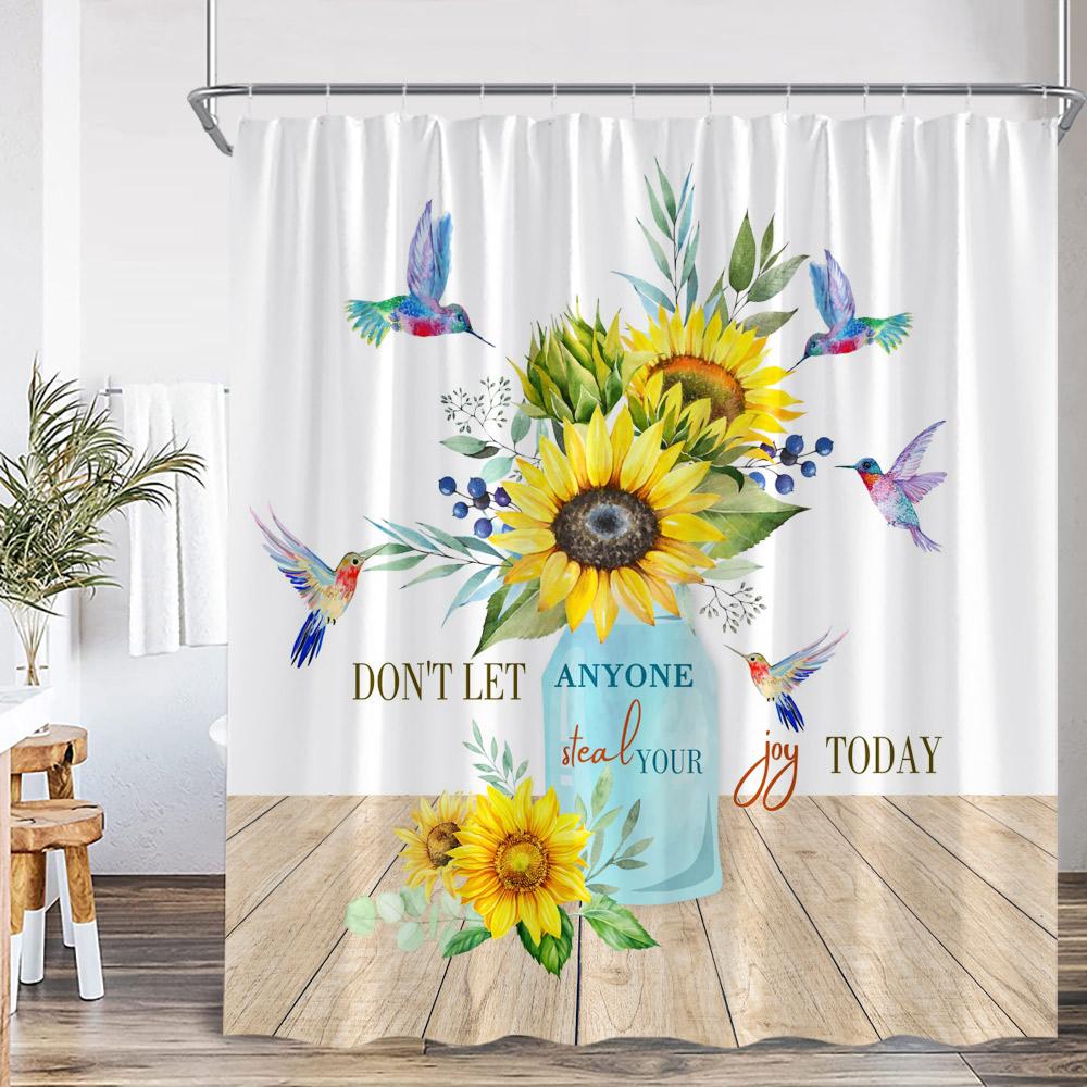 Tropical Leaf Parrots Shower Curtain Boho Vintage Floral Flower Hummingbird Plant Bathroom Decor Animal Print Modern Bath Curtai