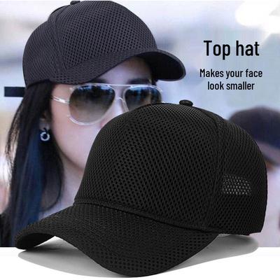 Men's Breathable Mesh Sun Hat - High-Top Baseball Cap for Summer with Duckbill Brim and Large Head Fit