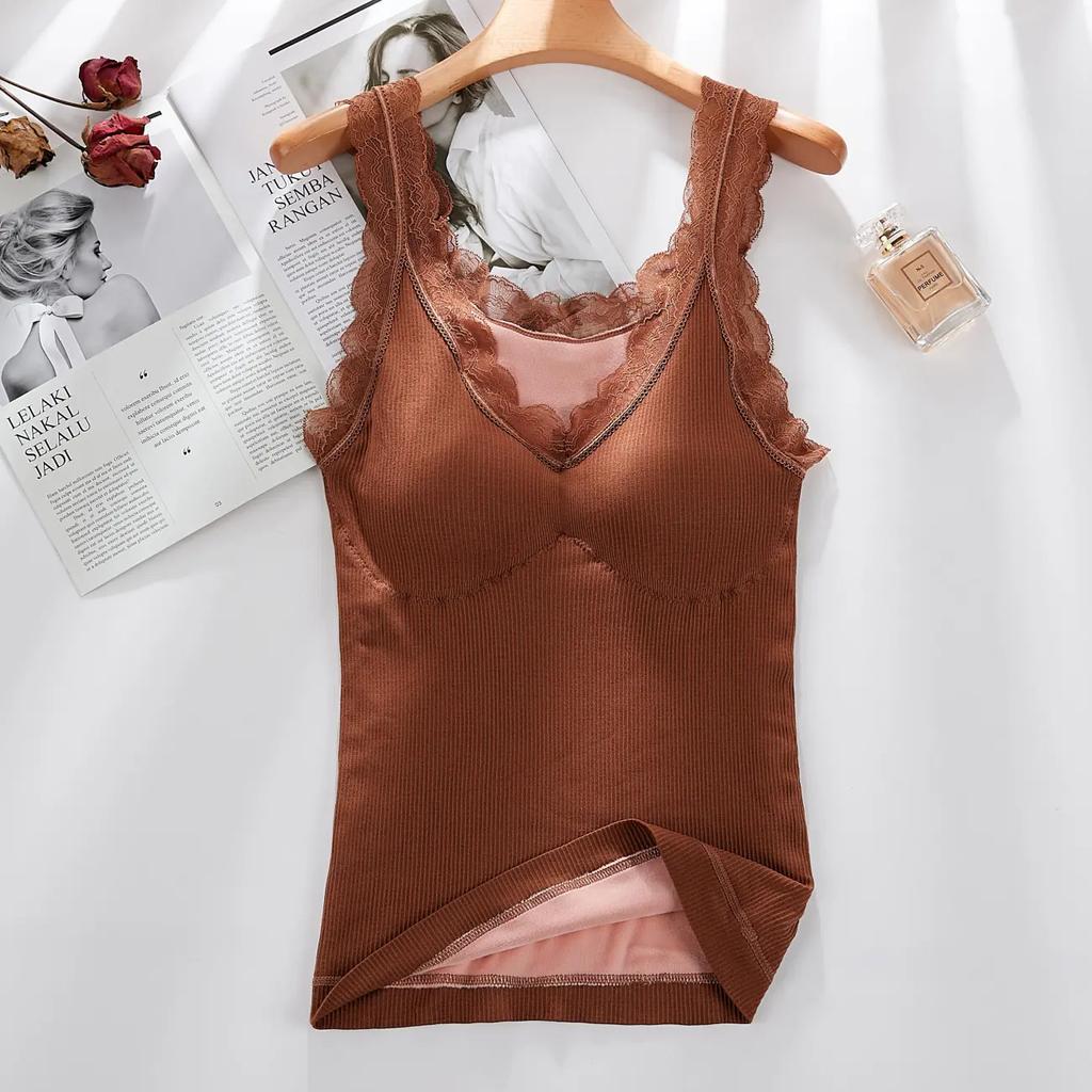 Fattened and enlarged thermal vest women's suspender underwear thickened and velvet sexy bottoming shirt women's