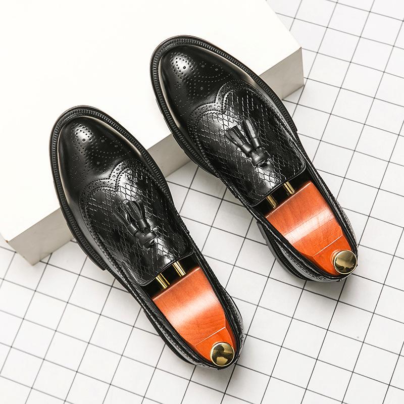 Men's Shoes Large Size New Casual Leather Shoes Fashionable Men's Fringed Leather Shoes Trendy Business Overalls