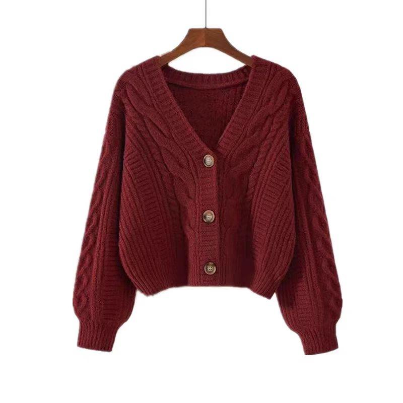 Herbst Winter Mode Cardigan Pullover Damen Gestrickte Mäntel Damen Einfarbig Langarm Freizeit Strickjacke Cardigans Oberteile Strickwaren