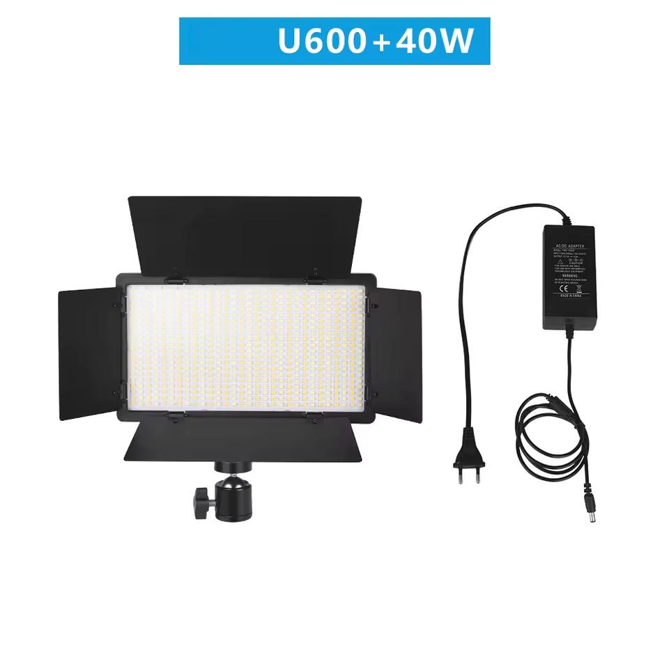 U600 U800+ LED Video Light Photo Studio Lamp Bi-Color 3200K-5600k Dimmable with Tripod Stand Remote for Video Recording Para