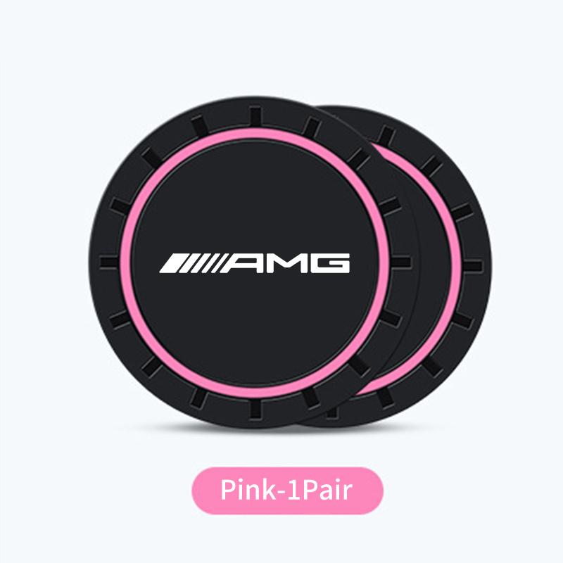 2pcs Car Coaster Water Cup Bottle Mat Silicone Non Slip Pad For Mercedes Benz AMG C180 C300 W124 W176 W177 C200 C260 GLC CLE CLA