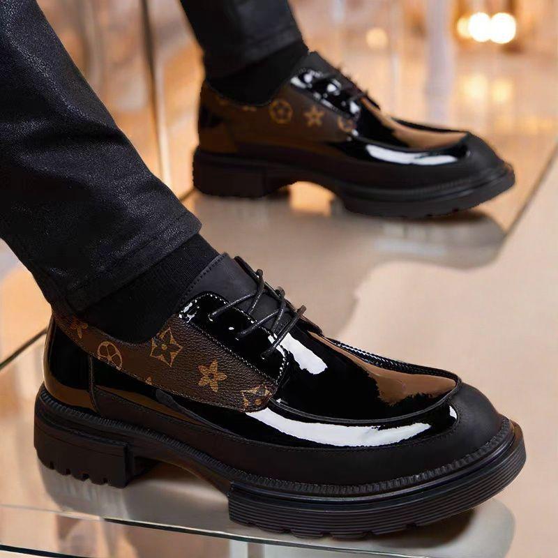 Men s Autumn Leather Business Casual Shoes - New Style, Breathable Lace-up, Height Increasing, British Trend 42