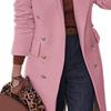 Plus Size Options Women's Winter Wool Coat Solid Color Double Breasted Knee Length Jacket Fall Outerwear Lapel Design