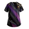 Ladies Casual V-Neck Plus Size Printed T-Shirt Workwear With Pockets