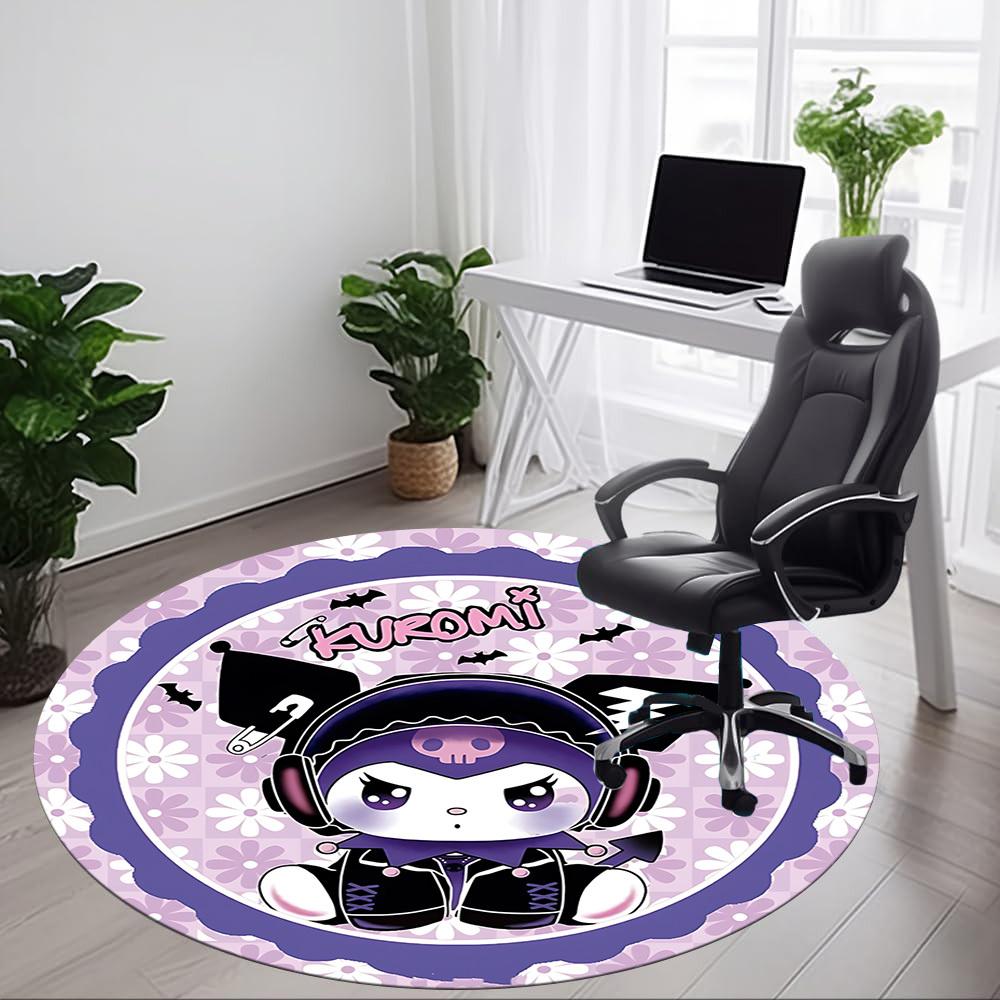 1pc Gothic Kitty Chair Carpet for Office Non-Slip, Soft & Comfortable, Carpet for Office, Gaming, Lightweight Round Floor Mat yy251021038