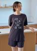 Gelato Pique Rayon Logo PWCT251232 DGRY Free Size T-Shirt Women's
