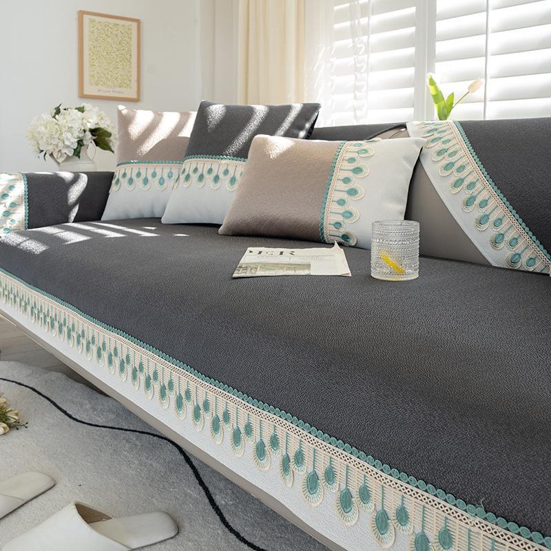 Summer Ice Silk Summer Mat Sofa Cushion Simple Modern Non-Slip Cooling Cushion Sofa Cover Backrest Towel Washed Thickened