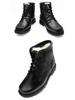 Men's Full Cowhide Wool-Lined Snow Boots - High-Top, Warm, Cold-Resistant Winter Leather Shoes