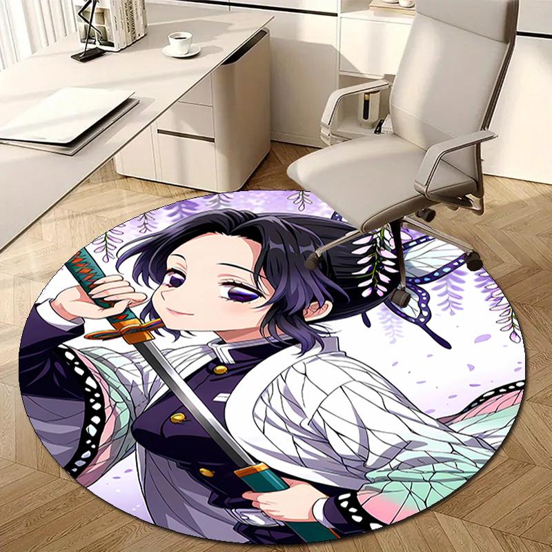 1pc Demon Slayer2 Design Printed Area Round Carpet for Bedroom Living Room Home Decor Rugs Mat Non Slip Mat Rug for Bedside