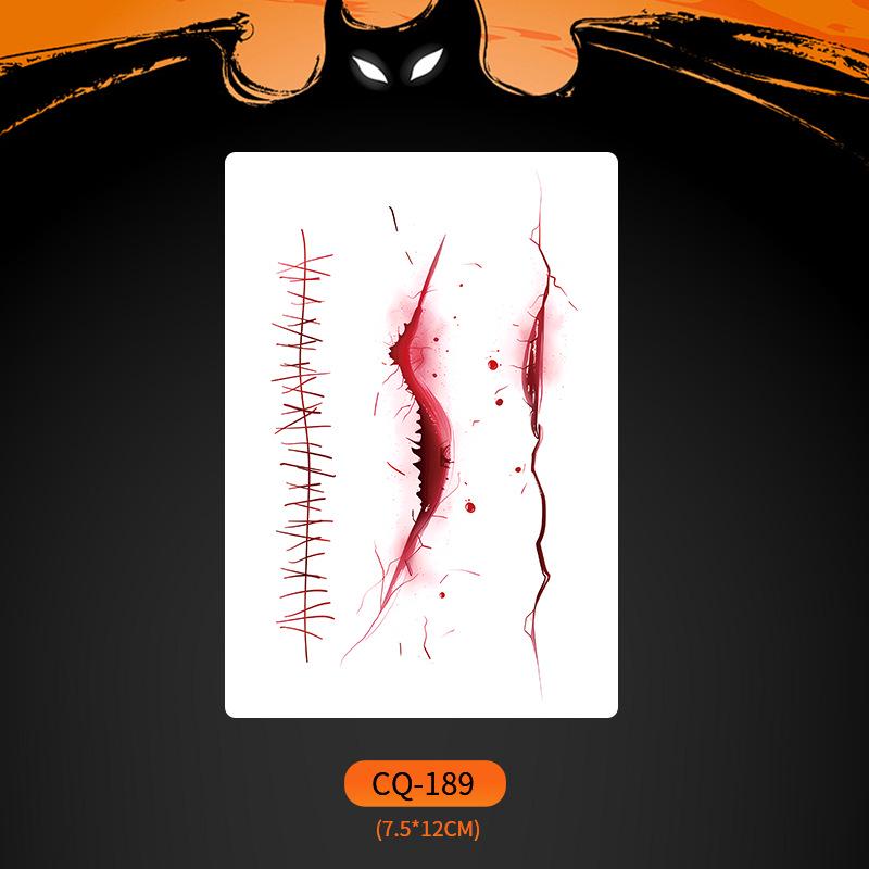 Nuevos Halloween 2024 Pegatinas de Tatuaje de Cara de Boca Grande Aterradoras - Divertido, Impermeable, Maquillaje de Fiesta Colorido