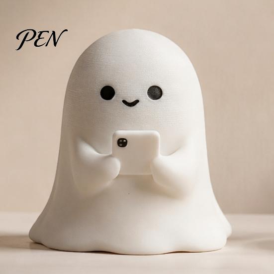 Small Flat Surface Decor Halloween Ghost Figurine, 3D Printed Cute Rock Statue, Mini Sculpture Funny Coffee Table Centerpieces Shelf Mantel Ornaments