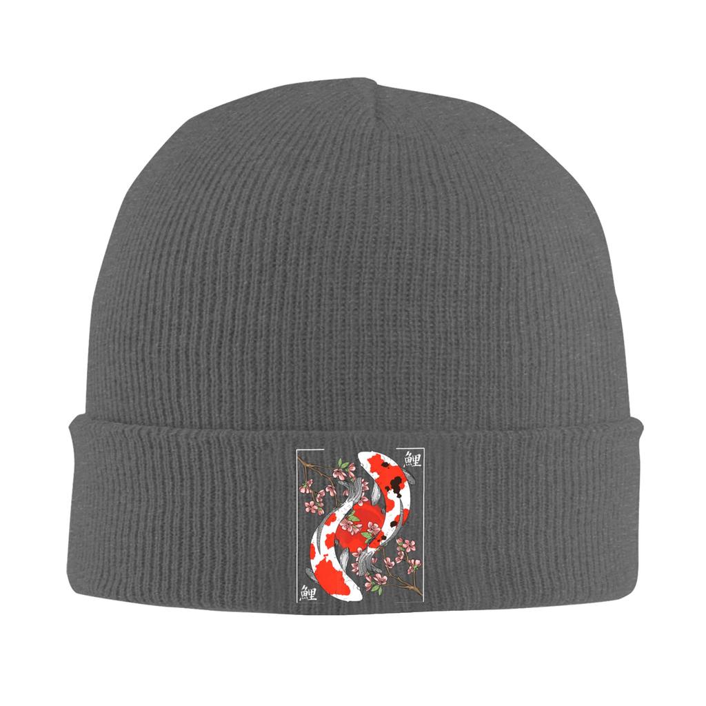 Japanese Koi Carp Fish Cherry Blossom Knitted Hat Womens Unisexs Skullies Beanies Autumn Winter Hats  Warm Caps