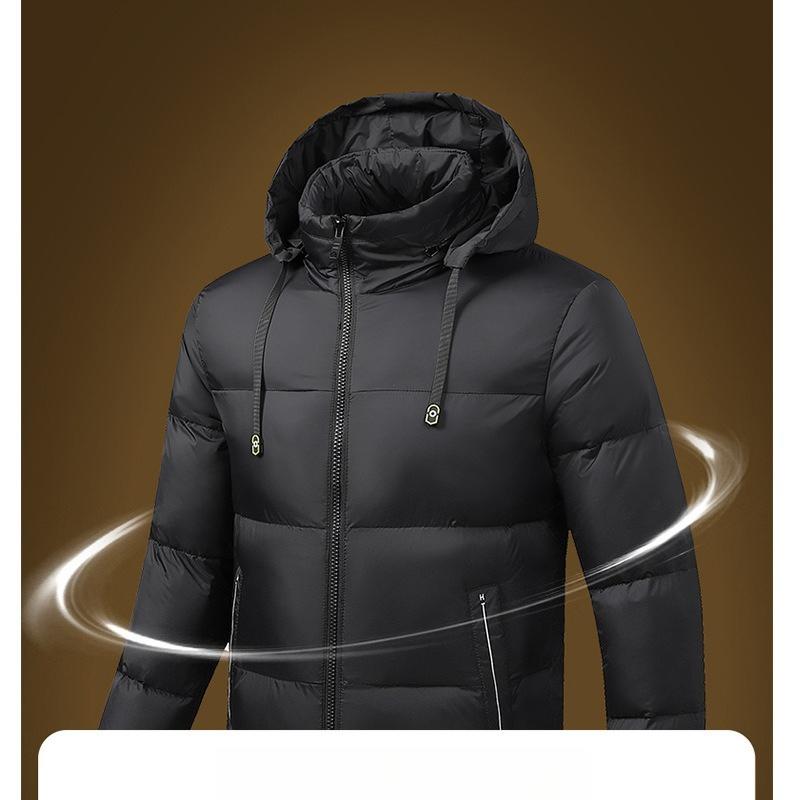 Light Comfortable and Versatile Jacket Cotton Clothing Men's Models Winter Slim Removable Cap Padded Thickened Hooded Jacket Men