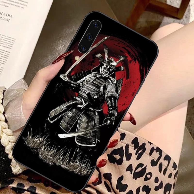 Apanese Samurai Oni Mask Phone Case For Samsung A91 A81 A73 A72 A71 A30S A20 A12 A13 A52 A53 4G 5G Soft Black Phone Cover