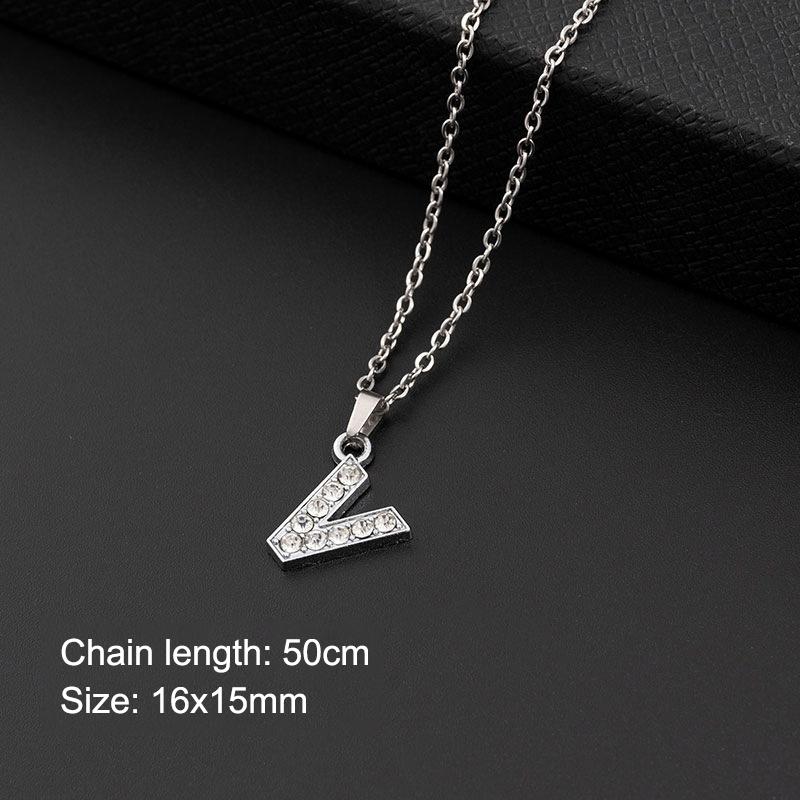Women Shining Zircon A Z Letter Pendant Necklace 1Pcs Adjustable Clavicle Chain Personalized Jewelry for Birthday Present