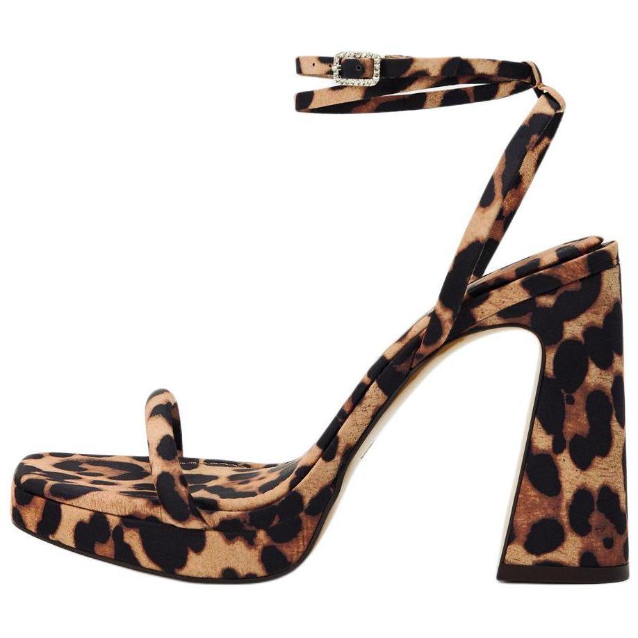 Zara Casual Versatile High Heel Sandals Women sandals Leopard-Print 12342410195