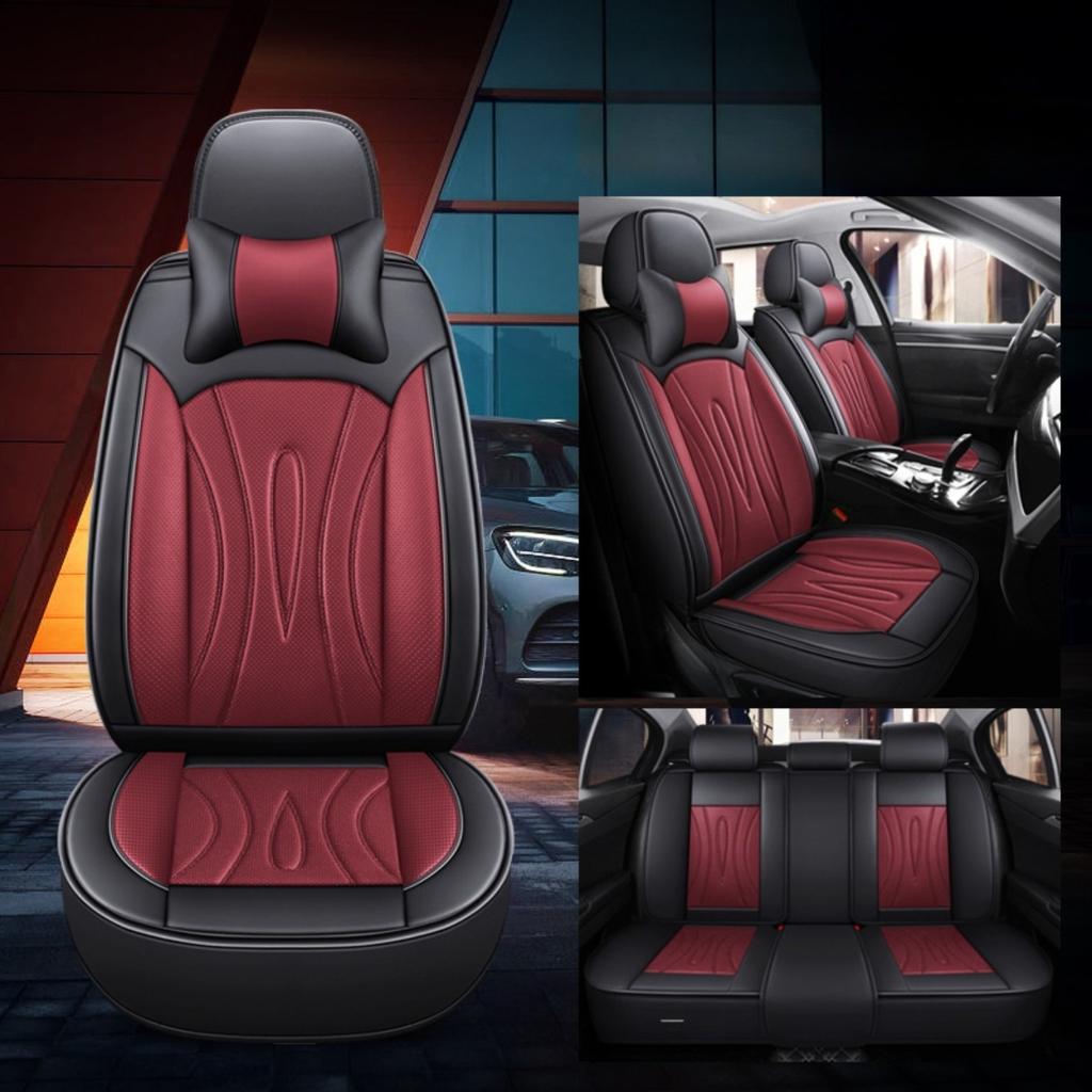 Full Set 5-Seat Premium Nappa Leather Car Seat Covers with 2 Headrest  Breathable and Waterproof   Seat Covers for Most Cars