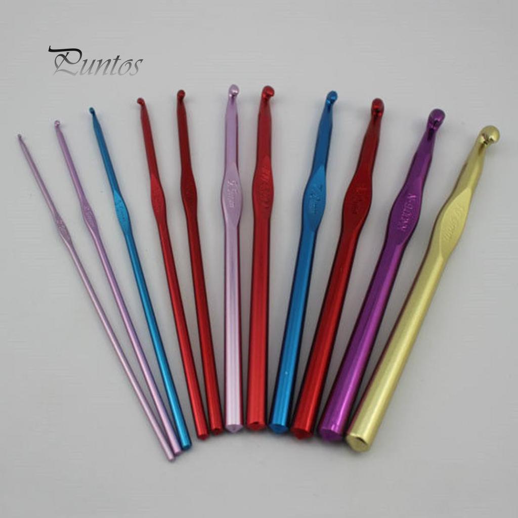 2mm-10mm Aluminium Alloy Crochet Needles Hooks Crafts Handle Knitting Weave Set